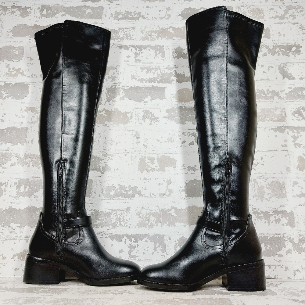 New DV by Dolce Vita Elyse Buckle Block Heel Black Boot.Over-The-Knee E878 - Picture 5 of 13